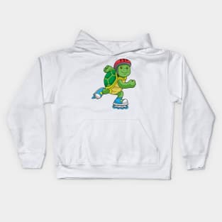 Turtle as Skater with Inline skates & Helmet Kids Hoodie